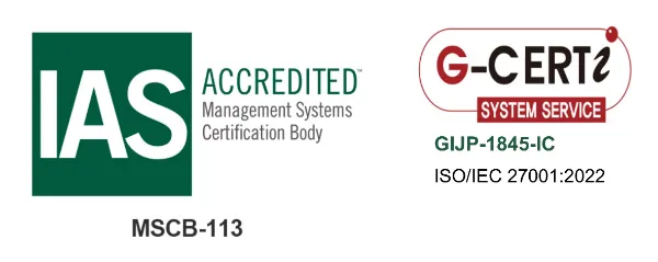 IAS認定 G-CERTi ISO/IEC 27001:2022 認証マーク